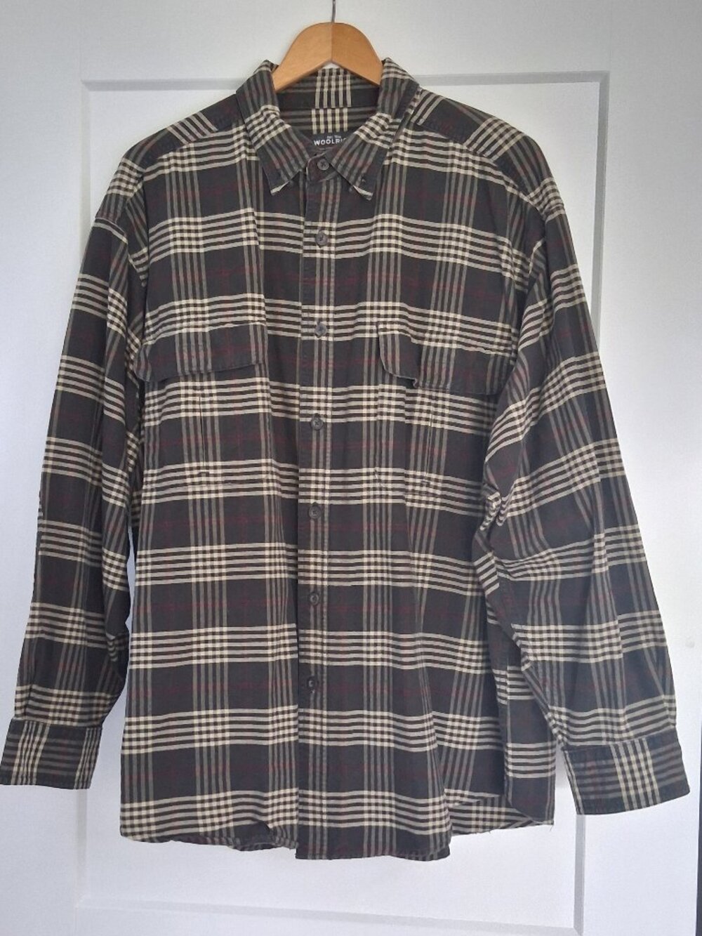 Woolrich Mens 2XL Classic Workwear Ombré Plaid Shirt Gray 100% Cotton Button